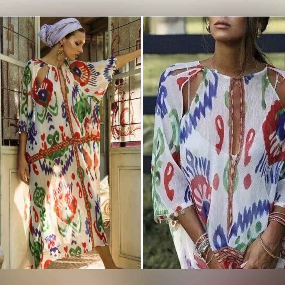 Zara/NWT Beach Cover Up Printed Kaftan Dress